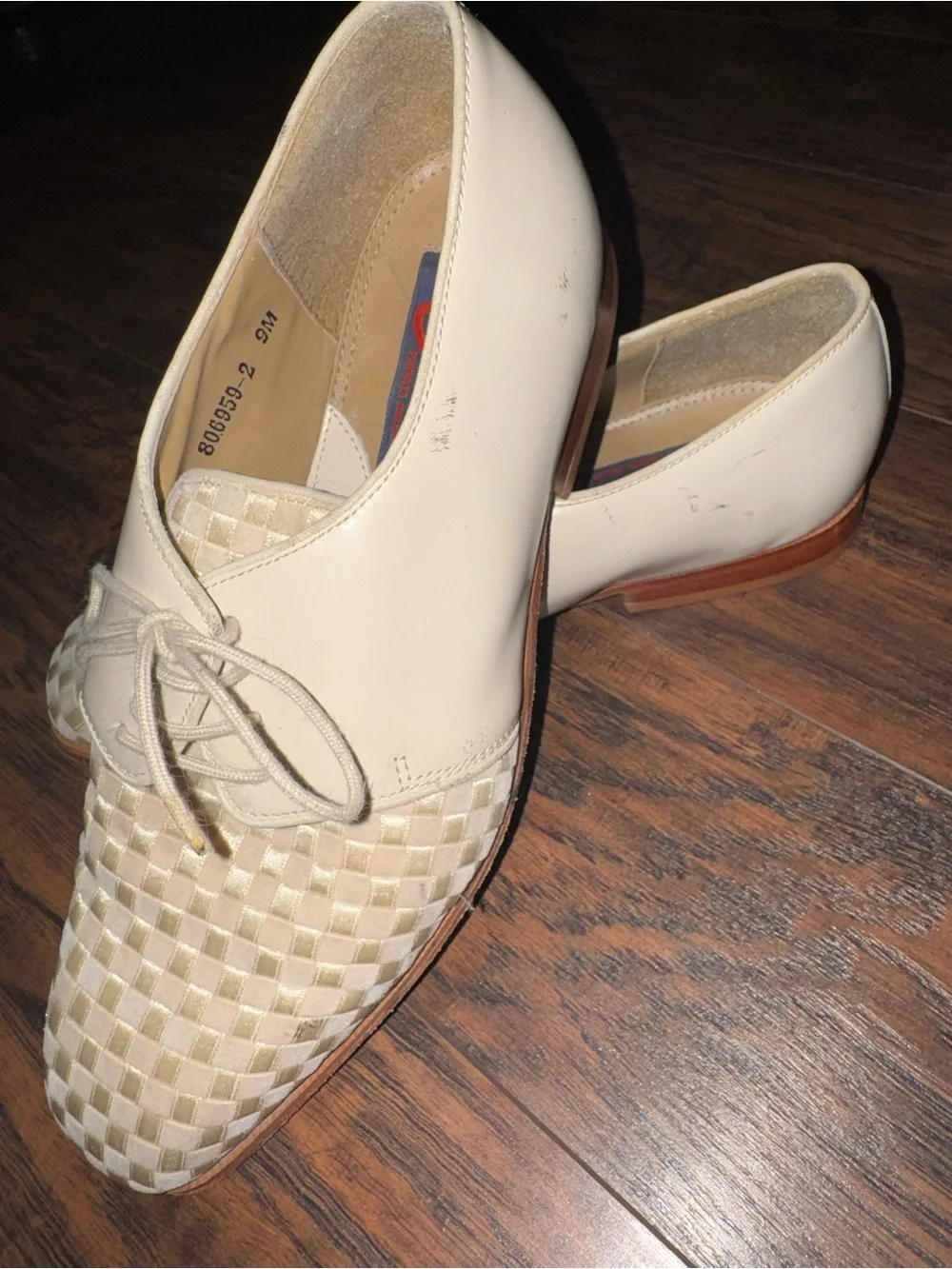 Giorgio Brutini Cream Woven Satin Lace-Up Oxfords